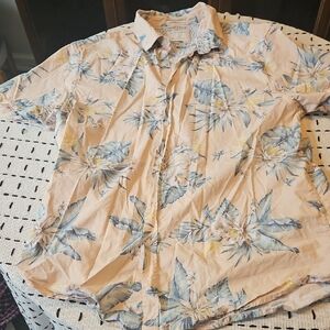 Denim & Flower Peach and Blue Floral Men's Shirt
